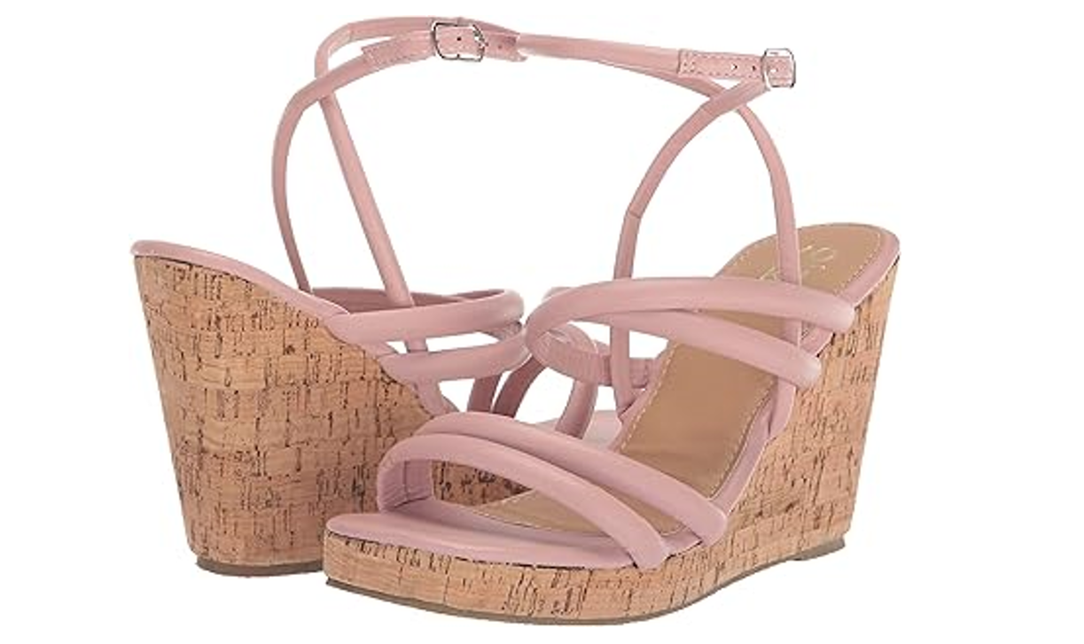 YOKI DANIFER-11 Women's Multi Strap Cork Wedge Sandal, Blush, 9 M US