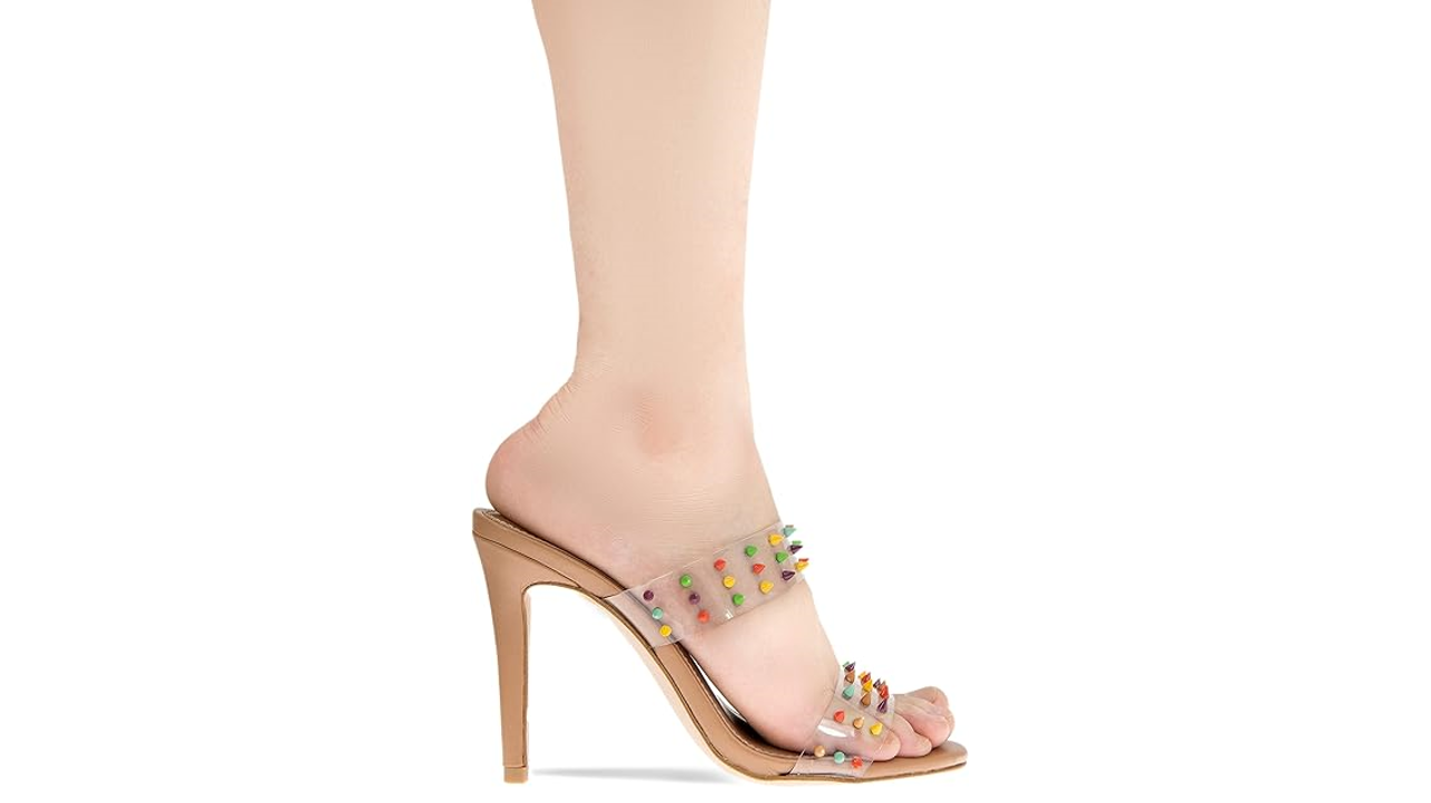 BCBGeneration Women's JIDANA Mule, Clear/Multi, 6.5