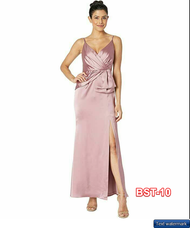 Adrianna Papell Women's Petite Satin Mermaid Gown with Draped Bow Detail Rose,8P