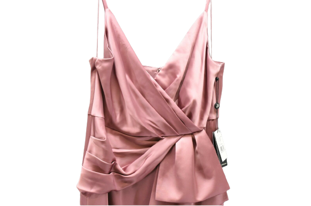 Adrianna Papell Women's Petite Satin Mermaid Gown with Draped Bow Detail Rose,8P