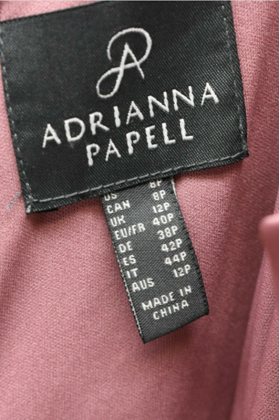 Adrianna Papell Women's Petite Satin Mermaid Gown with Draped Bow Detail Rose,8P