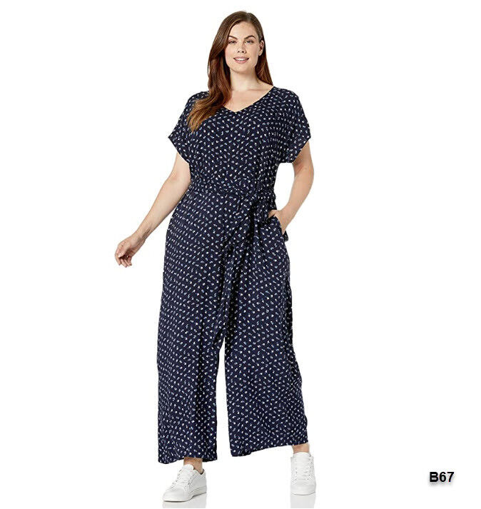 Chaps Women's Floral Jumpsuit, Capri Navy Multi, 12 ~B67