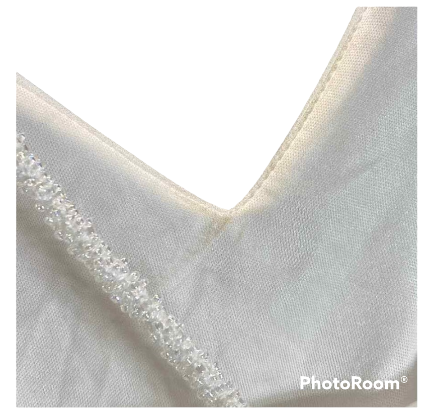 DKNY Women's Ivory V-Neck Beaded Spaghetti Straps Mermaid Maxi Gown Dress SZ 8