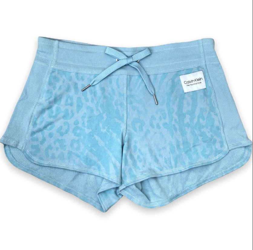 CALVIN KLEIN Performance Printed French Terry Shorts Aqua Size XXL $39 NWT