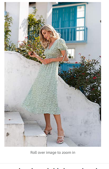 Amegoya Womens Summer Short Sleeve Floral Print Bohemian Midi Dresses 8-10 Green