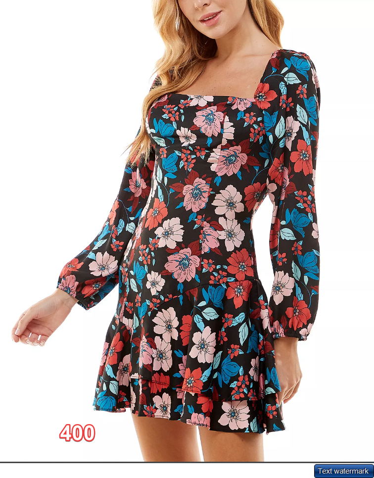 CITY STUDIOS Juniors' Floral-Print Square-Back Tiered Dress 1
