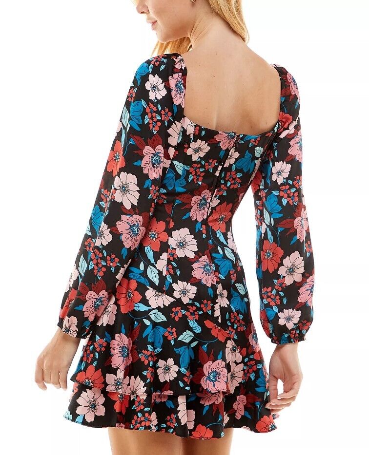 CITY STUDIOS Juniors' Floral-Print Square-Back Tiered Dress 1