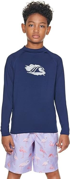 TSLA CLSX Boys UPF 50+ Rash Guard Long Sleeve, UV Sun Protection, 10/SMALL