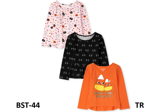 The Children's Place Baby Toddler Girl Long Sleeve Halloween Tops 3-Pack, 4T