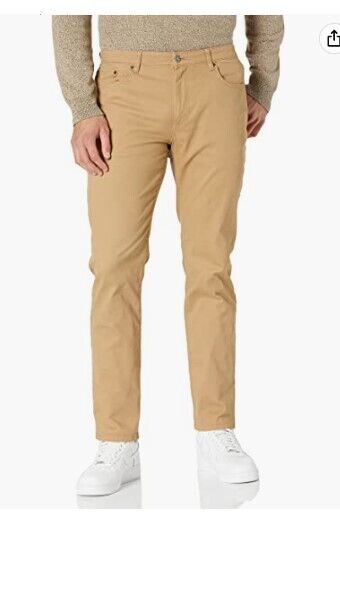 Amazon Essentials Men's Athletic-Fit 5-Pocket Stretch Twill Pant Khaki 34Wx34L