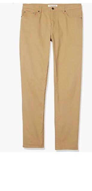 Amazon Essentials Men's Athletic-Fit 5-Pocket Stretch Twill Pant Khaki 34Wx34L