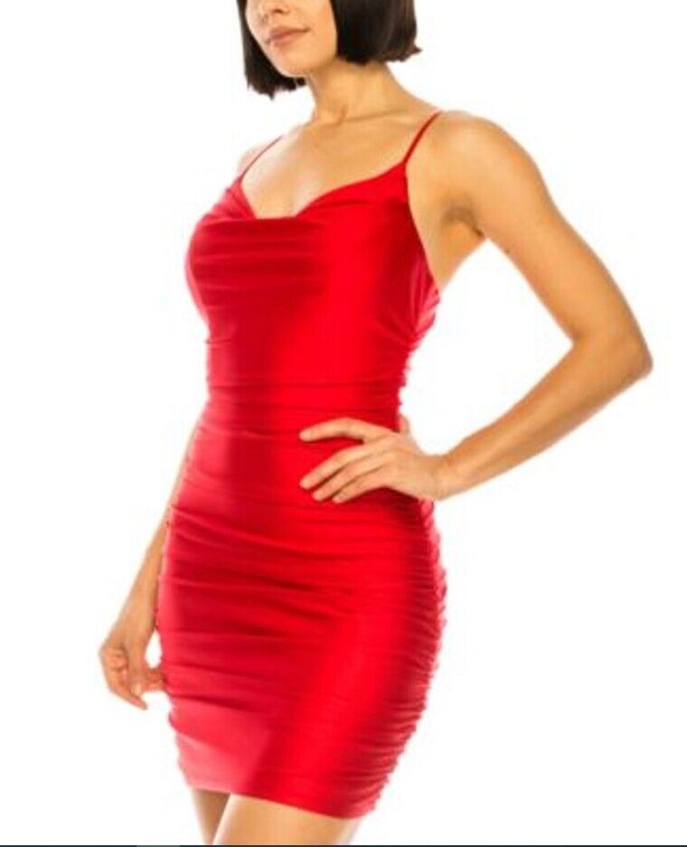 B Darlin Juniors Cowlneck Bodycon Dres Red 1/2 & 3/4 &7/8