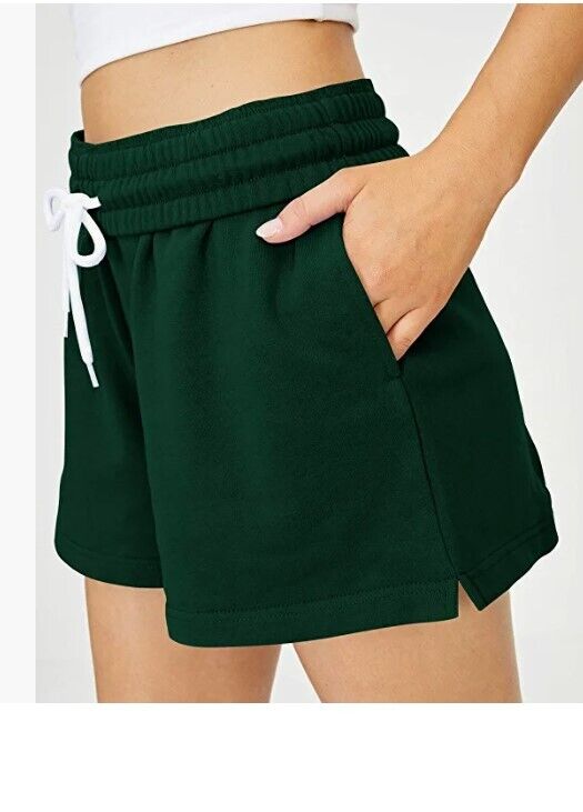 AUTOMET Womens Sweat Shorts High Waisted Athletic Lounge Running Gym Shorts L