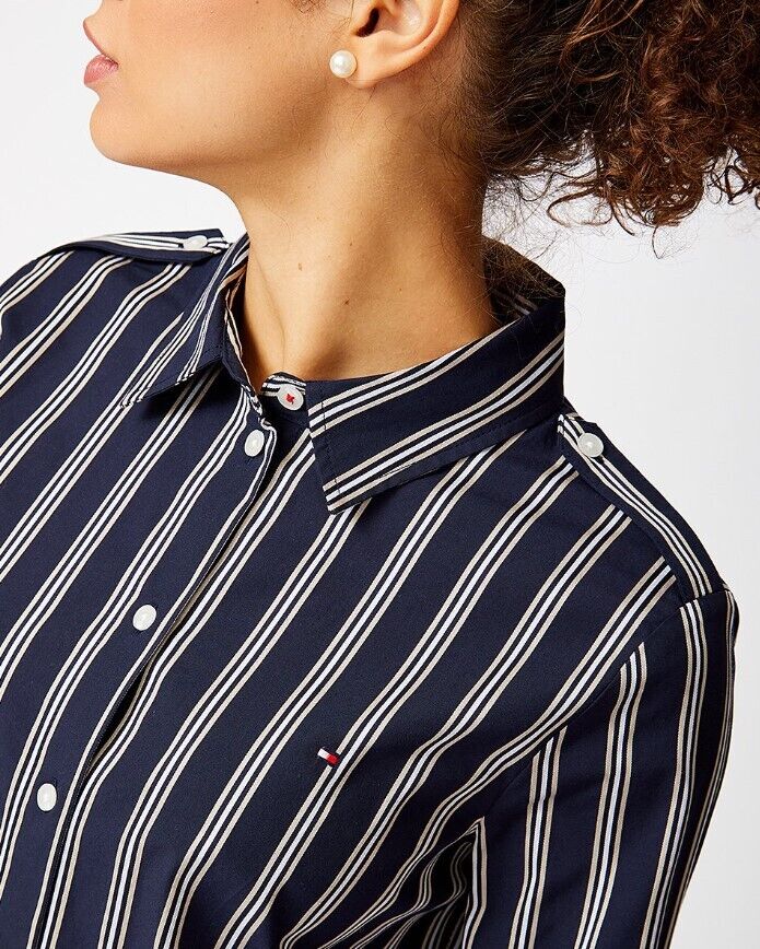 Tommy Hilfiger | Sky Captain & Khaki Stripe Button-Up - Women XL