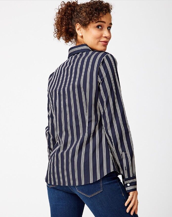 Tommy Hilfiger | Sky Captain & Khaki Stripe Button-Up - Women XL