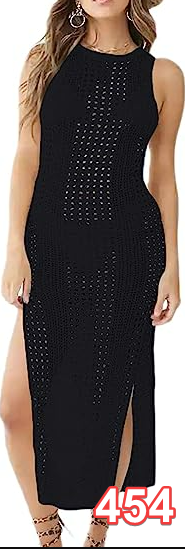 Bsubseach Crochet Cover Ups for Women Hollow Out Sleeveless Bikini Beach Dress