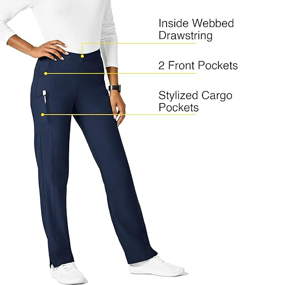 WonderWink Women's Flat Front Cargo Pant Navy 2X