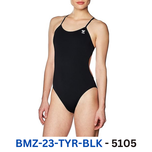 TYR Women's Durafast sleek/flexible strap, One Cutoufit Swimsuit, Black, Size 38