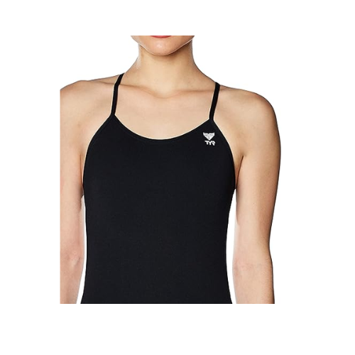 TYR Women's Durafast sleek/flexible strap, One Cutoufit Swimsuit, Black, Size 38