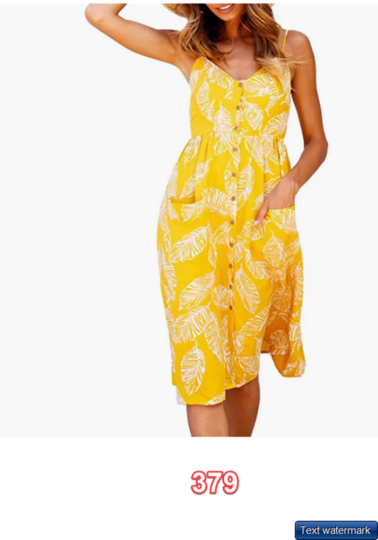 SWQZVT Womens Dress Spaghetti Strap Sundress Floral Midi Backless Swing Dress S