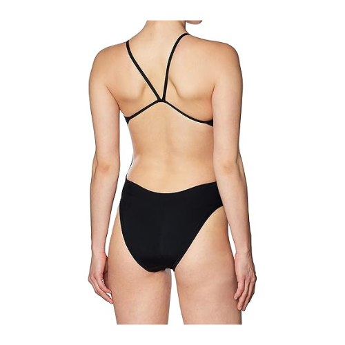 TYR Women's Durafast sleek/flexible strap, One Cutoufit Swimsuit, Black, Size 38