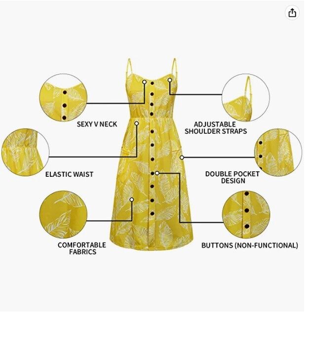 SWQZVT Womens Dress Spaghetti Strap Sundress Floral Midi Backless Swing Dress S