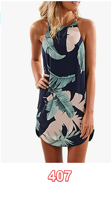 Asvivid Womens Halter Palm Leaf Floral Dresses Beach Dress Short Sundresses S