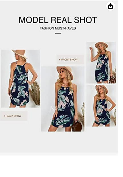 Asvivid Womens Halter Palm Leaf Floral Dresses Beach Dress Short Sundresses S