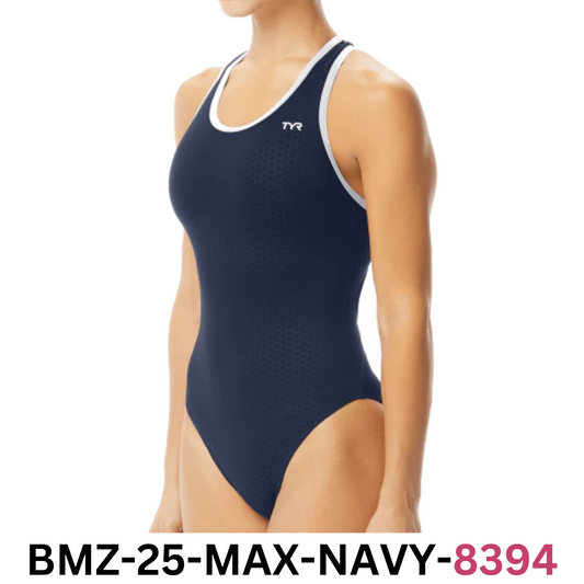 TYR Women's Hexa Maxfit Swimsuit, Navy/White, Size 34 US