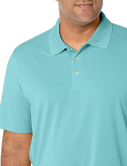 Amazon Essentials Men's Regular-Fit Quick-Dry Golf Polo Shirt Aqua Blue XS