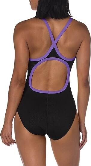 TYR Women's Hexa Diamondfit Swimsuit, Black/Purple, Size 28