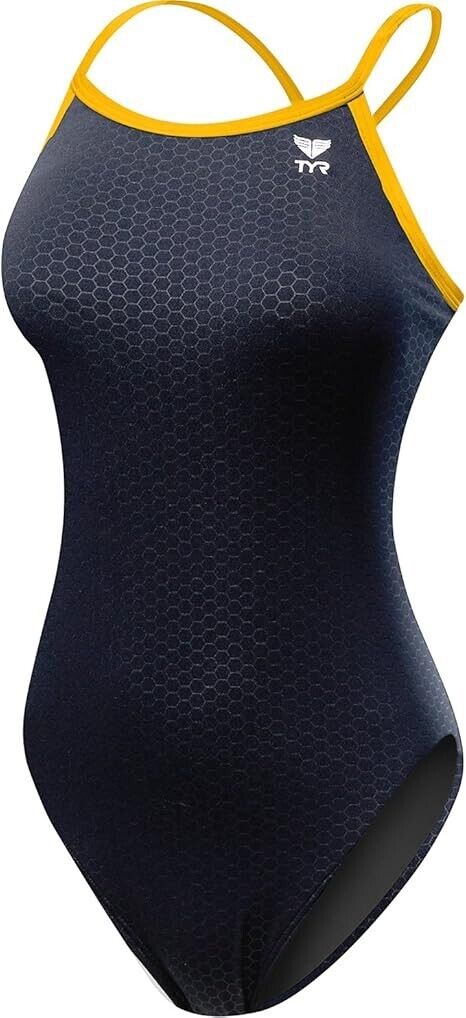 TYR Women's Hexa Diamondfit Swimsuit, Black/Gold, Size 40