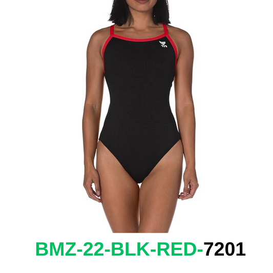 TYR Womens Hexa Diamond fit Swimsuit, Black/Red, 30