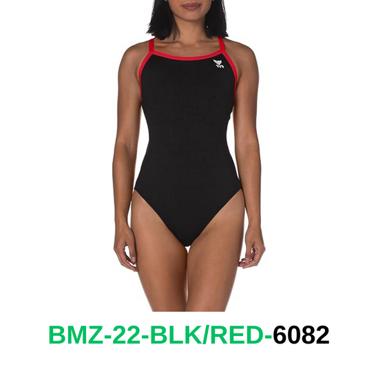 TYR Womens Hexa Diamond fit Swimsuit, Black/Red, 28