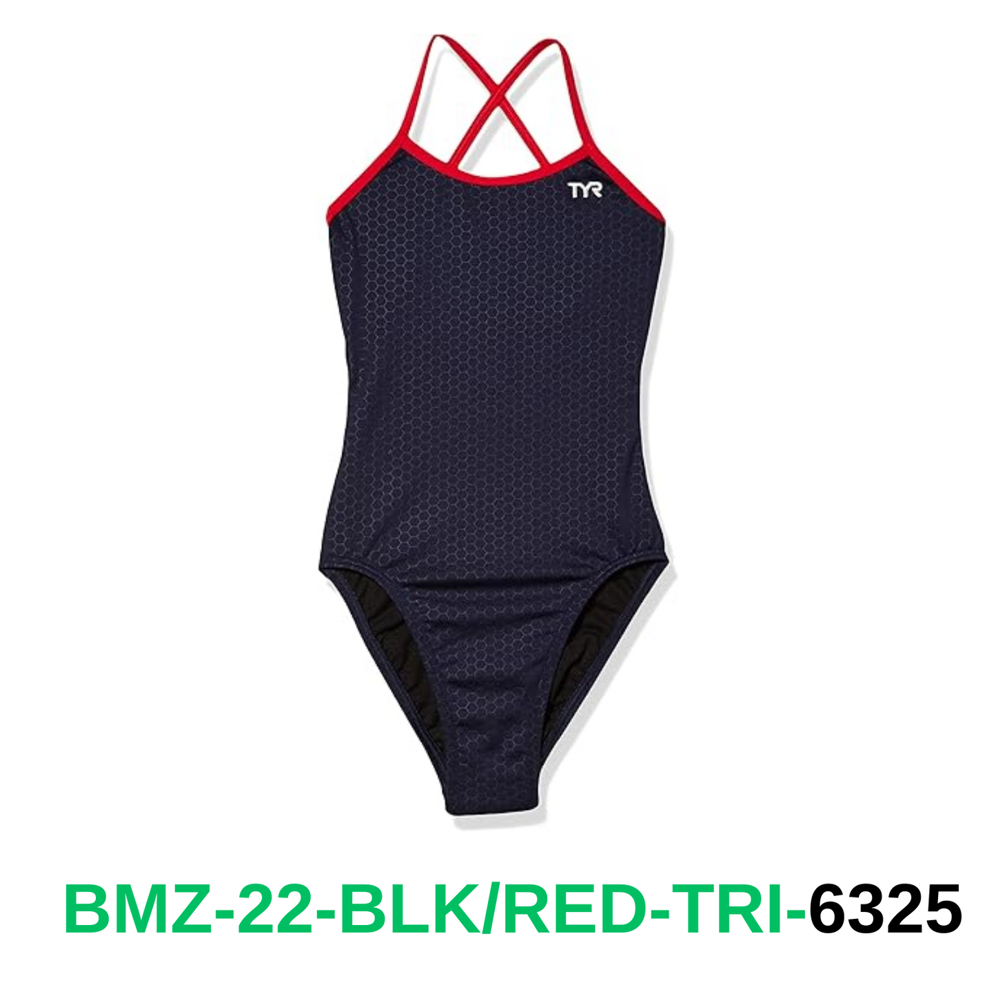 TYR Women's Standard Durafast Elite Trinityfit Swimsuit, Navy/RED, 38