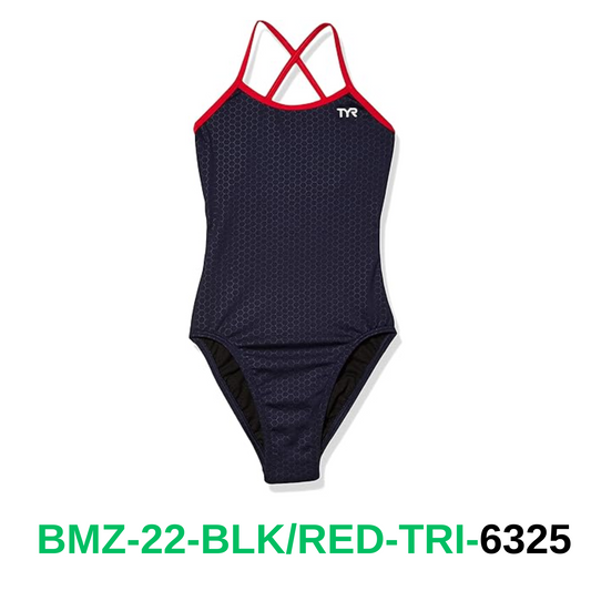 TYR Women's Standard Durafast Elite Trinityfit Swimsuit, Navy/RED, 38