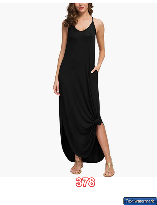 ANIXAY Dress for Women 2022 V Neck Long Cami Casual Beach Cover Up Maxi Dress S