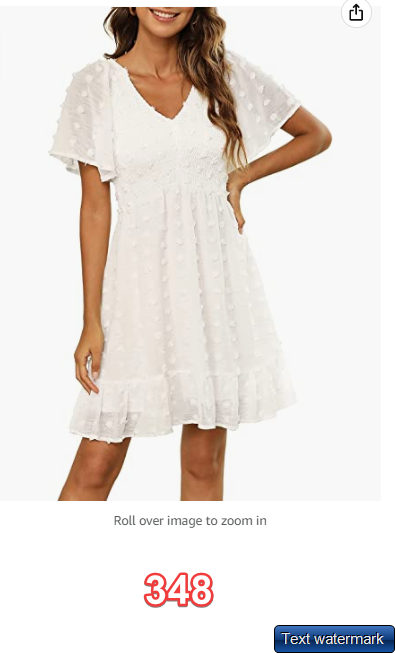 Zattcas Women Smocked Flutter Sleeve V Neck Ruffle Mini Swiss Dot Babydoll Dress