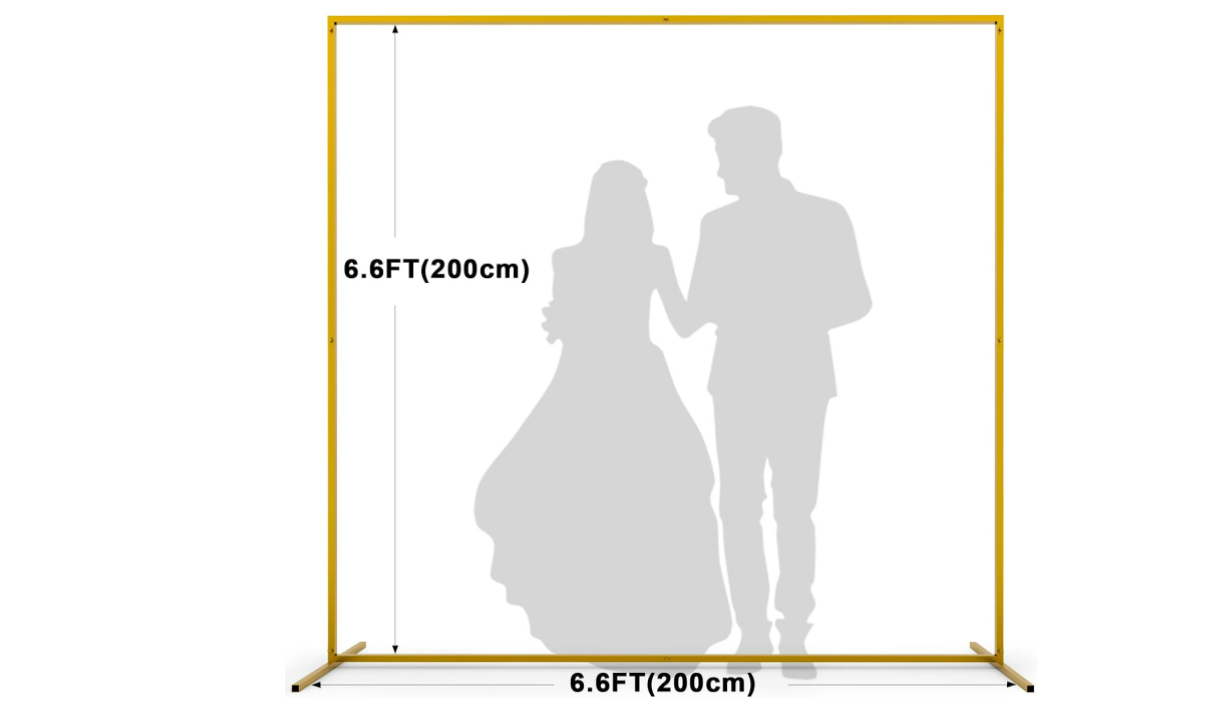 6.6FT x 6.6FT Gold Wedding Arches for Ceremony Rectangular Metal Balloon Stand