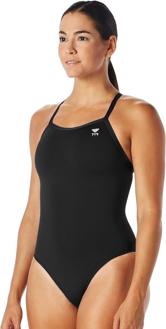 TYR Womens Polyester Athletic-one-piece-swimsuits, Black, Size 30 US