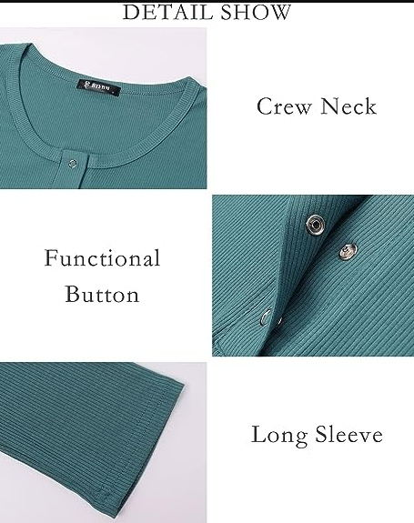 BTFBM Women Long Sleeve Button Up Solid Tops Blouses Trendy Slim Fit Ribbed Knit