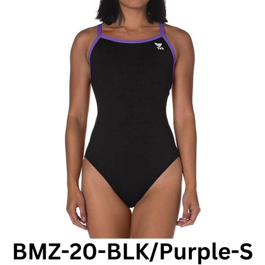 TYR Women's Hexa Diamondfit Swimsuit, Black/Purple, Size 30 ~ BMZ 20