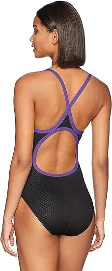 TYR Women's Hexa Diamondfit Swimsuit, Black/Purple, Size 30 ~ BMZ 20