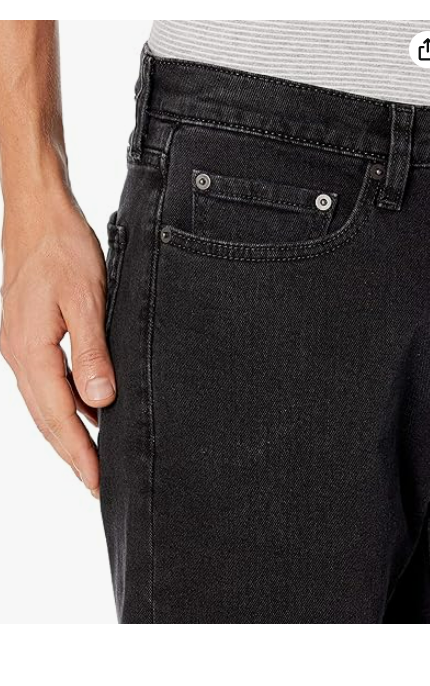 Amazon Essentials Men's Straight-Fit Stretch Jean Black 42WX34L