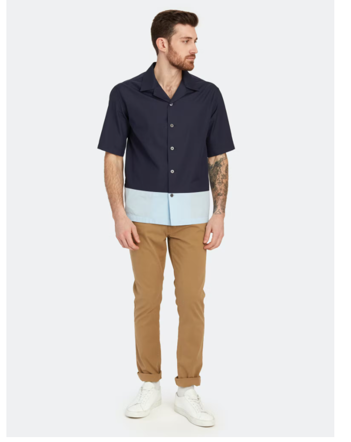 Barena Camicia Levante Short Sleeve Button Up Shirt Navy Sz48/50/52 $325