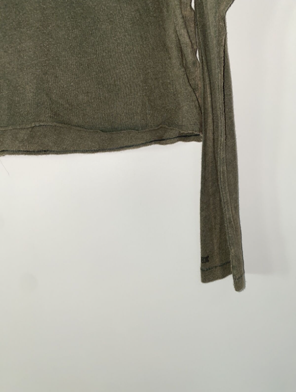 Victoria's Secret PINK Long Sleeve Sleep Crop Top Shirt Olive XS Chest Flowers