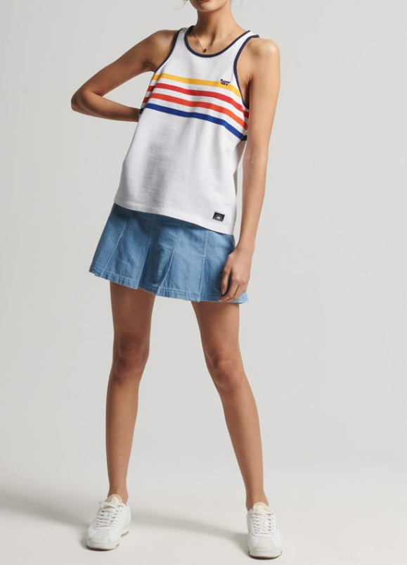 Superdry Women's Vintage Tipped Racer Vest, Women Top White, US6/UKS/EU10
