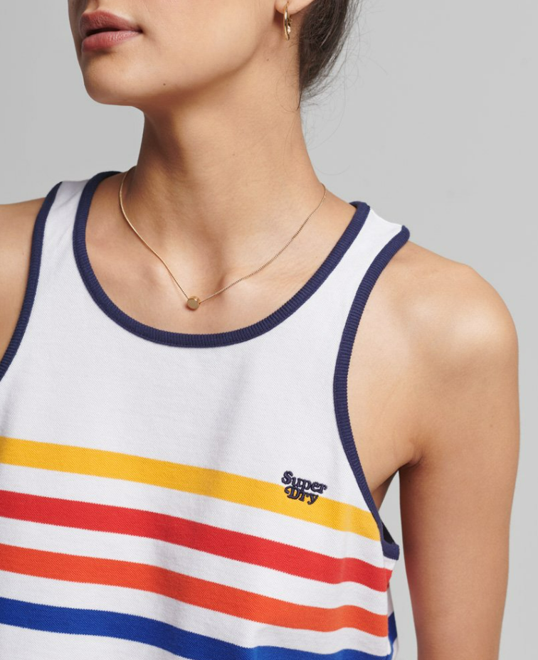 Superdry Women's Vintage Tipped Racer Vest, Women Top White, US6/UKS/EU10