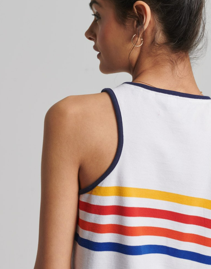 Superdry Women's Vintage Tipped Racer Vest, Women Top White, US6/UKS/EU10
