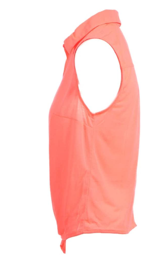 Tresics Women's Junior Sleeveless Button Up Front Tie Knit Top Neon Coral Medium